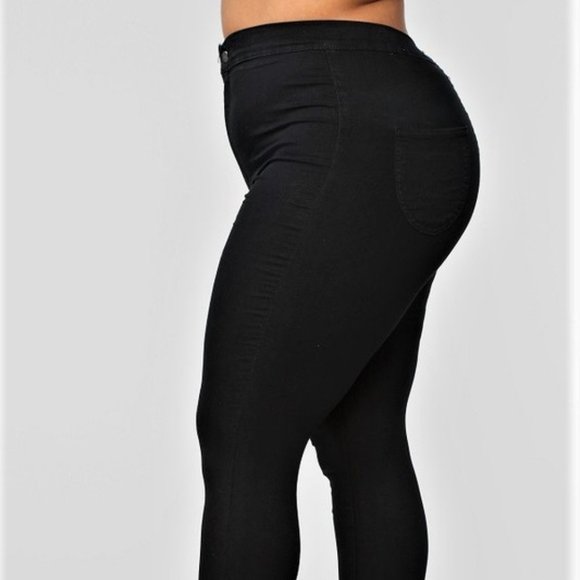 Plus Size High Rise Black Denim Jeans - Picture 4 of 8